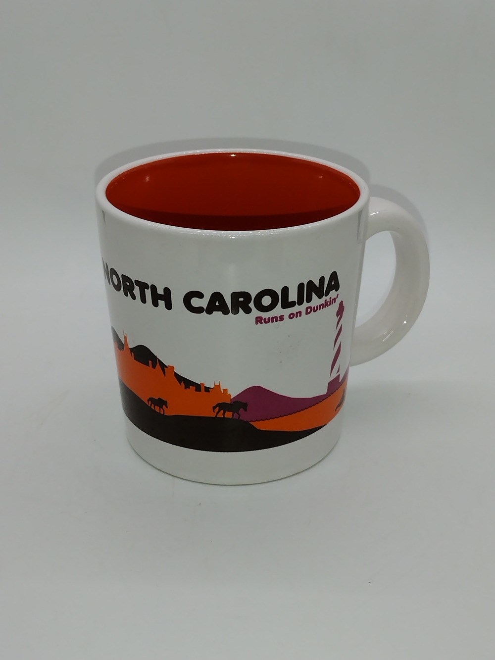 North Carolina Dunkin Donuts Orange Interior Ceramic Mug
